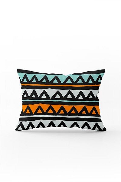 Cango Home Double Sided 35x50 Turquoise Orange Geometric Abstract Throw Pillow Pillow Case - Cgh243-3550
