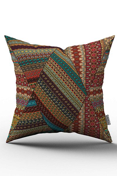 Cango Home Husă de pernă maro, multicoloră, retro, cu model vintage, imprimată digitală - Otyk277