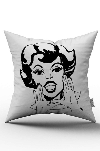 Cango Home Double Sided Black and White Retro Women's Figured Digital Printed Throw Pillow Cover - Otyk770-ct