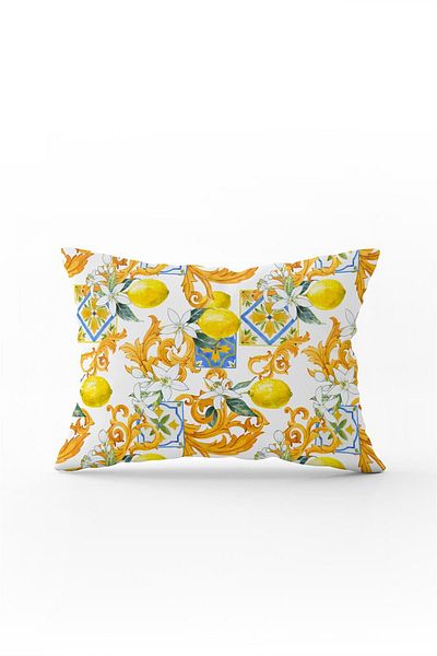 Cango Home Yellow White Lemon Patterned Digital Printing Throw Pillow Pillow Case - Cgh505-3550 Double Sided Printed