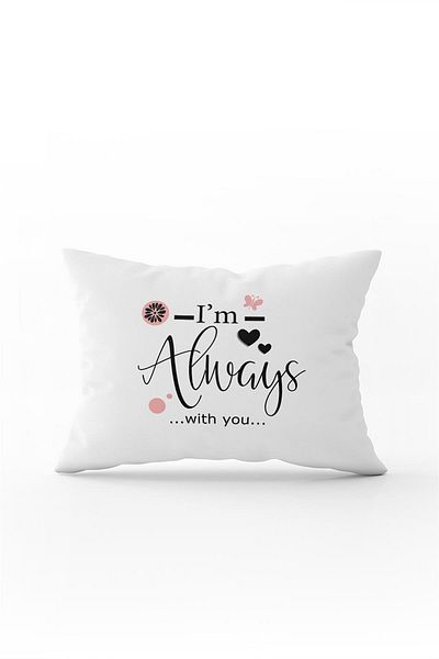 Cango Home Λευκό ροζ I'm Always With You Written Digital Printing Throw Pillow Μαξιλαροθήκη - Cgh424-3550 Διπλής όψης