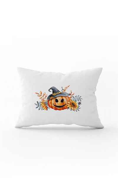 Cango Home Orange Halloween Pumpkin Patterned Digital Printed Throw Pillow Cover Cgh757-3550 Double Sided Printed