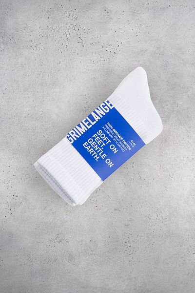GRIMELANGE Isildur Men's Organic Cotton 3 Pack White Socks