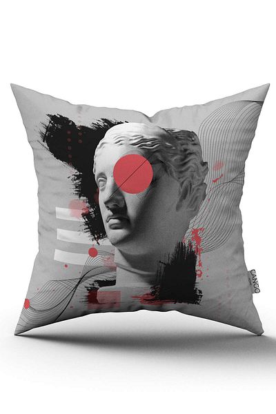 Cango Home Alb Negru Modern Sculpture Figure Digital Printed Arunca Husa de Perna Cgh560