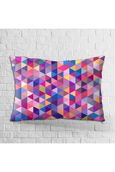 Cango Home Față de pernă cu două fețe, 35x50, roz, multicolor, cu model geometric, imprimată digitală - Otyk329-3550
