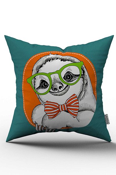 Cango Home Green Orange Digital Printed Throw Pillow Cover with Animal Figure - Otyk203