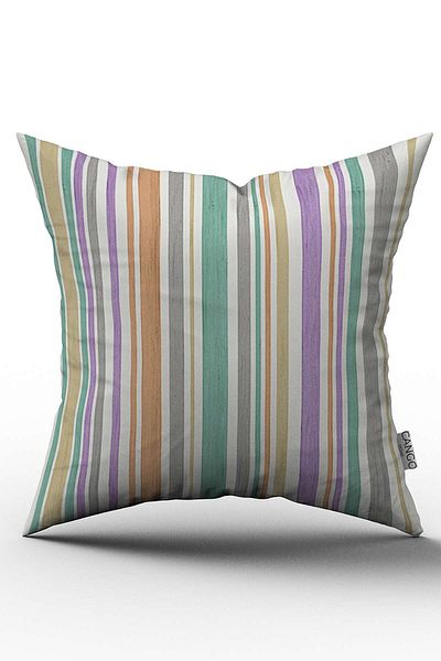 Cango Home Husă de pernă albă, multicoloră, cu model în dungi, imprimată digitală 418