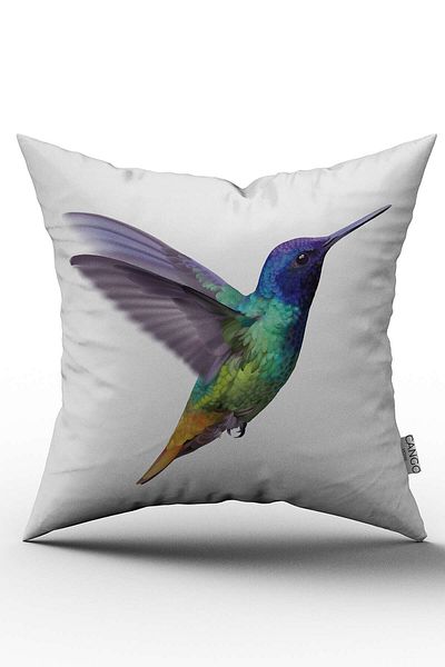 Cango Home Față de pernă cu două fețe, albastru, verde, decorativă, cu model de pasăre, imprimată digitală - Otyk493-ct