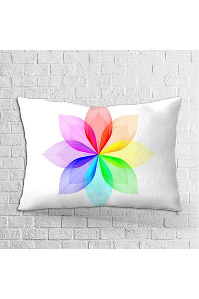 Cango Home Față de pernă cu două fețe, 35x50, albă, multicoloră, cu model de flori de roată, imprimată digitală - Otyk621-355