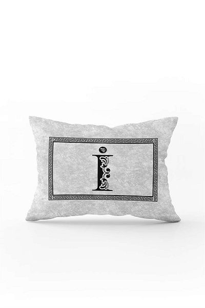 Cango Home Gray Black Letter Double Sided Digital Printed Throw Pillow Cover Letter I