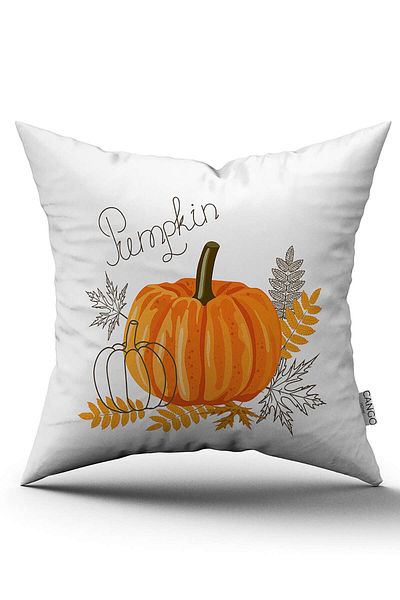 Cango Home Husă de pernă portocalie cu model de dovleac de Halloween imprimată digitală Cgh756