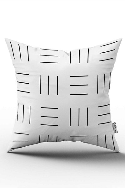 Cango Home White Black Geometric Digital Printed Throw Pillow Cover - - Cgh315