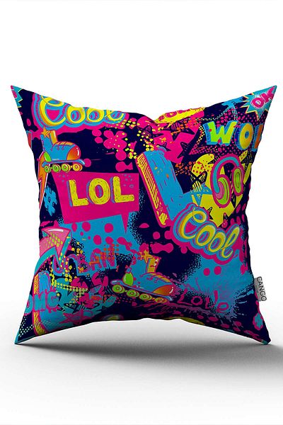 Cango Home Double Sided Black Multicolor Popart Patterned Digital Printing Throw Pillow Pillow Case - Cgh397-ct