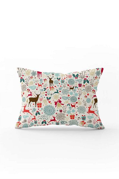 Cango Home Red Multi-Colored Christmas Themed Digital Printed Throw Pillow Cover Cgh867-3550 Double Sided Printed