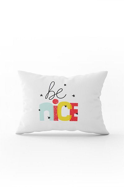 Cango Home Alb Negru Be Nice Writing Modern Digital Printing Aruncă Față de pernă - Cgh387-3550 Imprimare față-verso