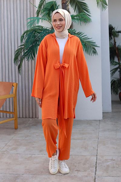 MİSSKAYLE Orange Kimono Set - Tie Detailed 1225