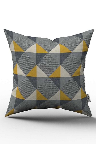 Cango Home Husă de pernă cu imprimare digitală cu model geometric decorativ galben gri - Ylms108