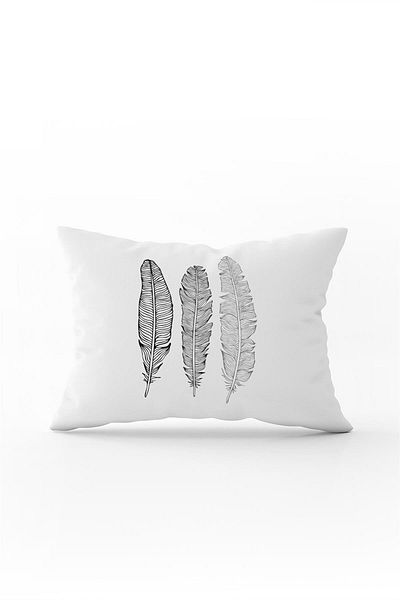 Cango Home Husă decorativă cu pene, cu două fețe, 35x50, alb-negru, cu model - Cgh284-3550