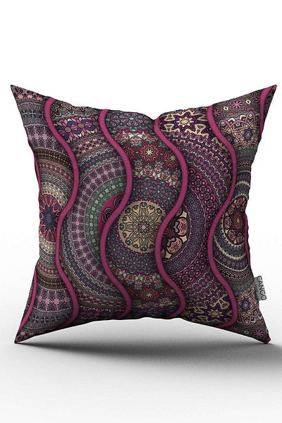 Cango Home Husă de pernă cu model retro vintage, mov, roz, imprimată digitală - Otyk274