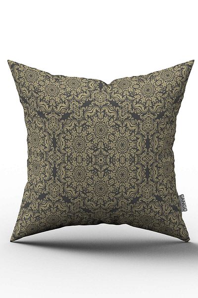 Cango Home Double Sided Gray Yellow Retro Vintage Patterned Digital Printed Throw Pillow Cover - Otyk355