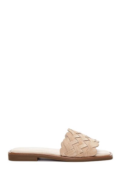 Derimod Beige Leather Women's Slippers - 24sfd290129