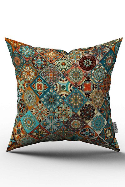 Cango Home Husă de pernă cu imprimare digitală cu model retro vintage verde portocaliu - Otyk282