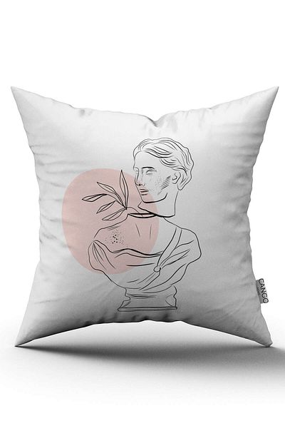 Cango Home Alb Roz Modern Sculpture Figure Digital Printed Arunca Husa de Perna Cgh542