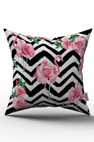 Cango Home Dvostrano Crno Beli Prugasto Roze Flamingo Sa deznom Digitalna šta...