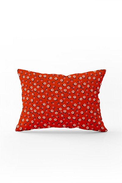 Cango Home 35x50 Red Flower Patterned Double Sided Pillow Case - Cgh273-3550