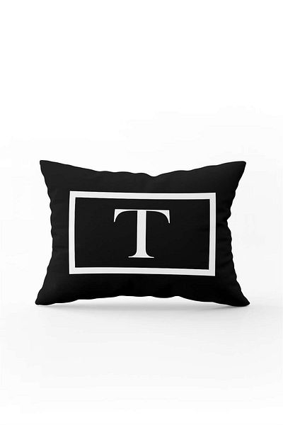 Cango Home Black and White Letter Double Sided Digital Printed Throw Pillow Cover Letter T