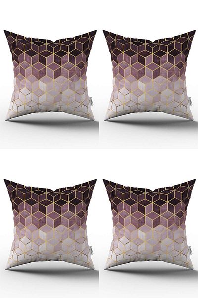 Cango Home Set de fete de pernă cu model mozaic auriu violet 4kmbs180