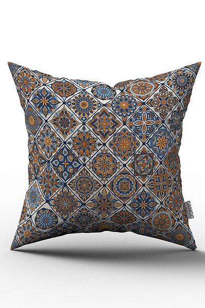 Cango Home Husă de pernă digitală cu model Vinege, albastru marin retro, portocaliu - Otyk286