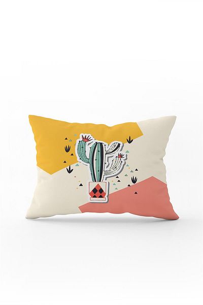 Cango Home Orange Pink Decorative Cactus Patterned Digital Printed Throw Pillow Pillow Case Cgh738-3550 Double Sided