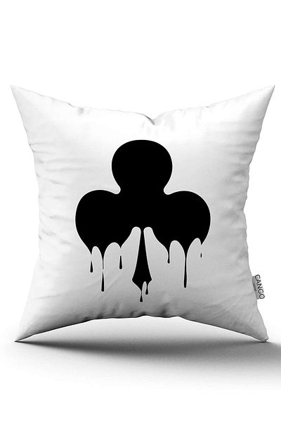 Cango Home Black Fly Playing Card Patterned Digital Printed Throw Pillow Cover Cgh771