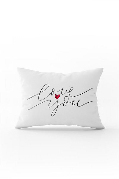 Cango Home Husă de pernă albă neagră Love You imprimată digital - Cgh336-3550 imprimată pe două fețe