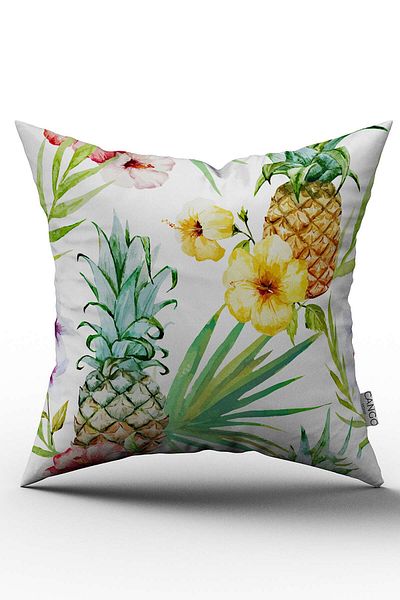 Cango Home Husă de pernă cu două fețe, albă, multicoloră, cu model tropical, imprimată digitală - Otyk584-ct