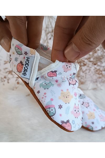 Hodore Confused Owls Baby Booties - Non-Slip Sole