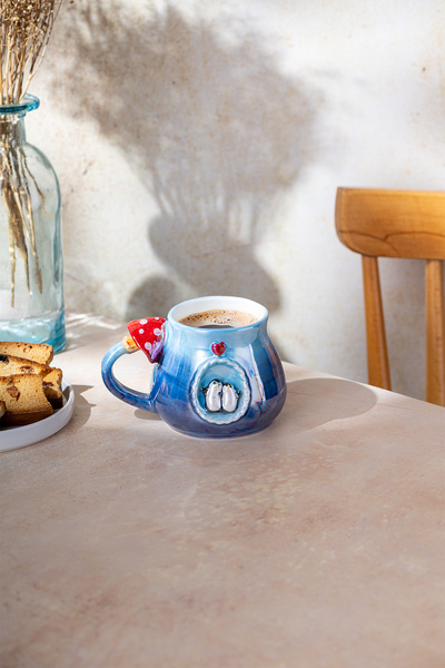 İSTANBUL PORSELEN Navy Blue Istanbul Porcelain Penguin Mug - 400 ml