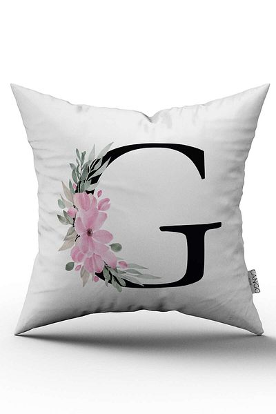 Cango Home Husă de pernă cu litere florale roz Litera G
