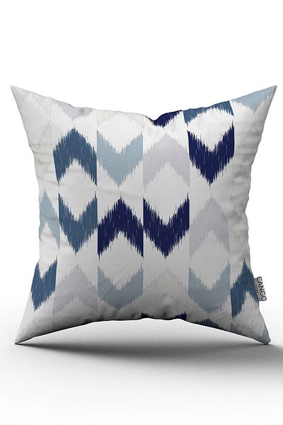 Cango Home Față de pernă cu două fețe, alb, albastru, cu model geometric modern - Cgh341-ct