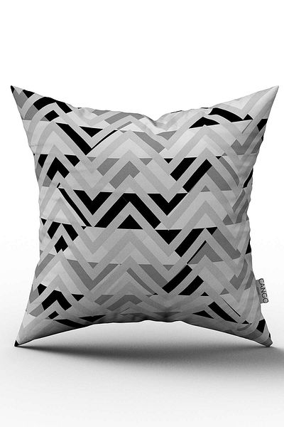Cango Home Husă de pernă cu imprimare digitală, gri, negru, geometric, modern, cu model - Ylms105