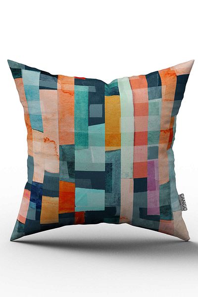 Cango Home Double Sided Turquoise Orange Abstract Decorative Throw Pillow Pillow Case - Cgh158-ct