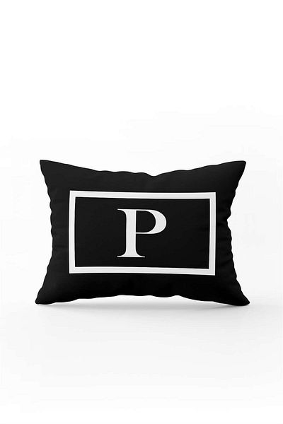 Cango Home Black and White Letter Double Sided Digital Printed Throw Pillow Cover Letter P
