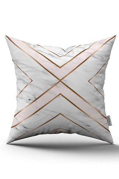 Cango Home White Pink Modern Marble Patterned Digital Printed Throw Pillow Cover - Oytyk902