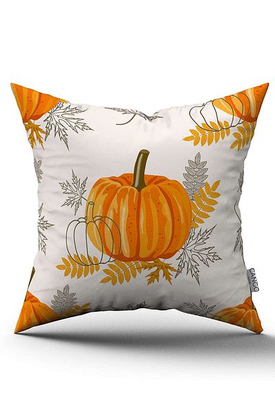 Cango Home Orange Halloween Pumpkin Patterned Digital Printed Throw Pillow Cover Cgh759