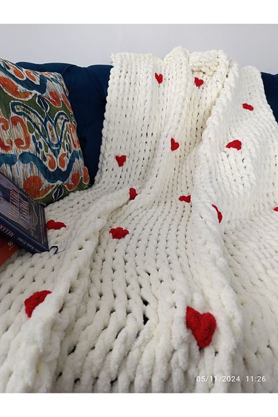 Gogoey Alize Puffy Heart Tv and Fireplace Blanket Sofa Shawl