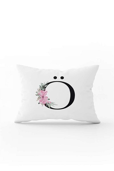 Cango Home Pink Floral Black Letter Double Sided Digital Printed Throw Pillow Cover
