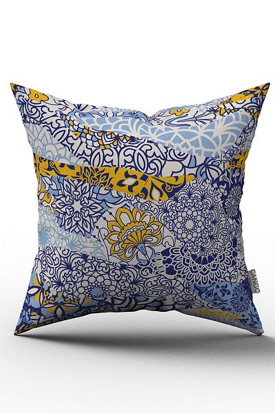 Cango Home Husă de pernă cu două fețe, albastru bleumarin, alb, etnic, cu model vintage, imprimată digitală - Otyk016-ct