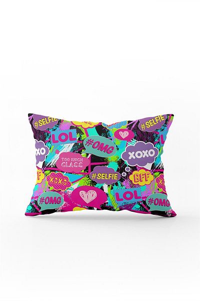 Cango Home Față de pernă neagră, multicoloră, cu model Popart, imprimare digitală - Cgh391-3550 Imprimată pe două fețe