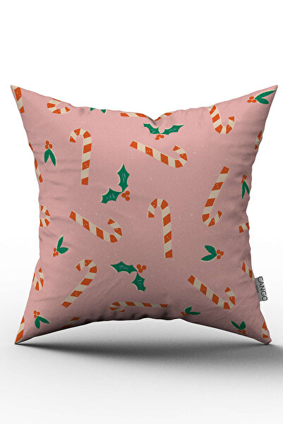 Cango Home Turuncu Yılbaşı Temalı Kırlent Yastık Kılıfı - Cgh208